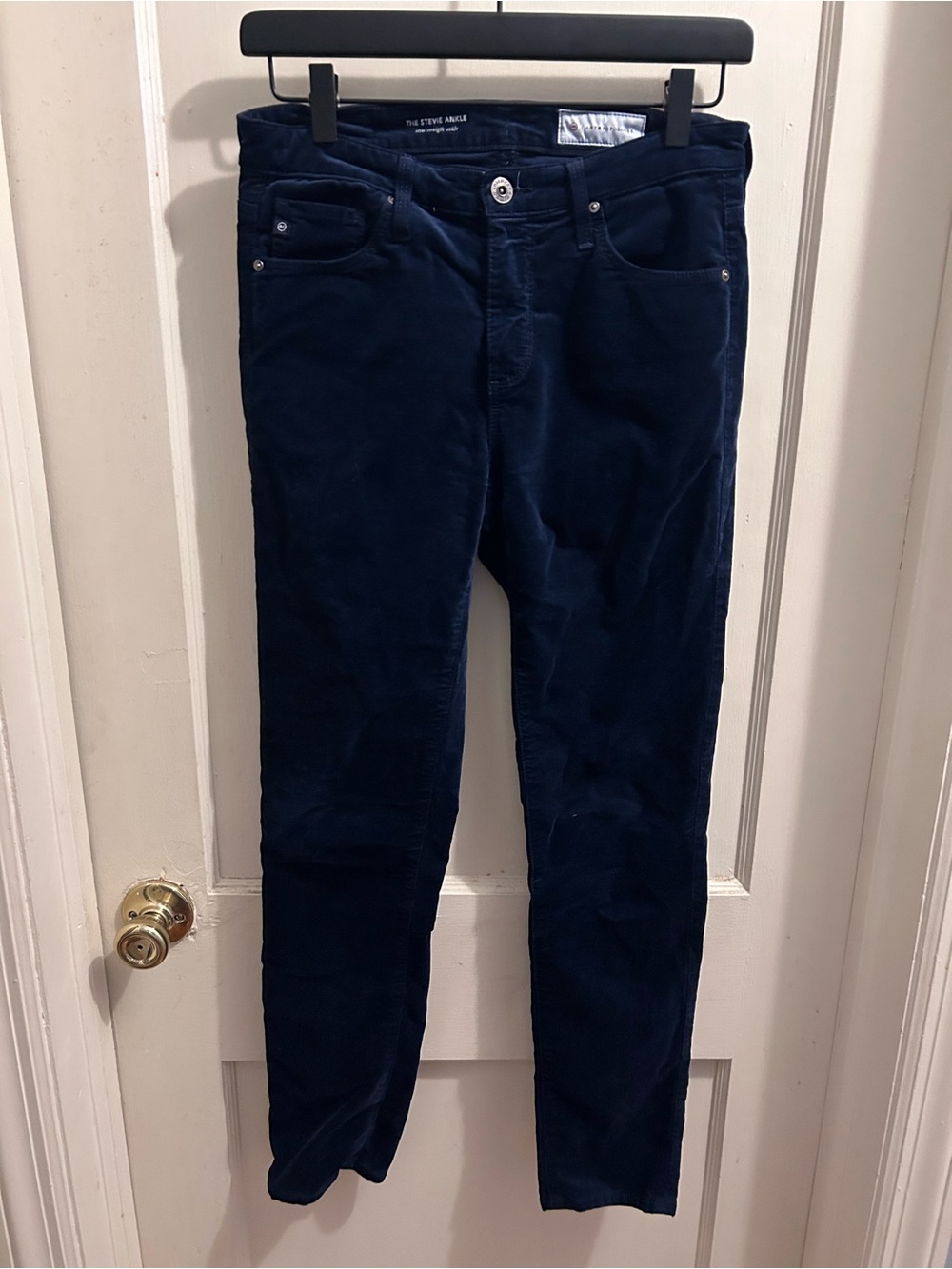 Ag Adriano Goldschmied Navy Slim Straight Leg Pants Velveteen Anthropologie